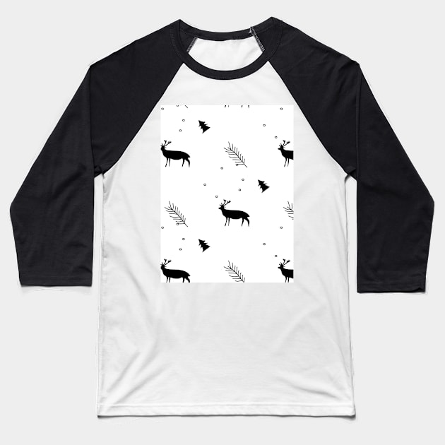 Christmas, holiday, deer, wildlife, reindeer, festive, winter, cold, north, beast, animal, seamless, pattern Baseball T-Shirt by grafinya